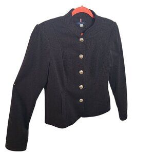 "Tommy Hilfiger" structured black blazer with red weave